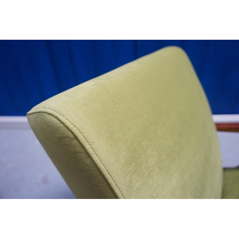 Set of 2 green velvet vintage armchairs, 1960s