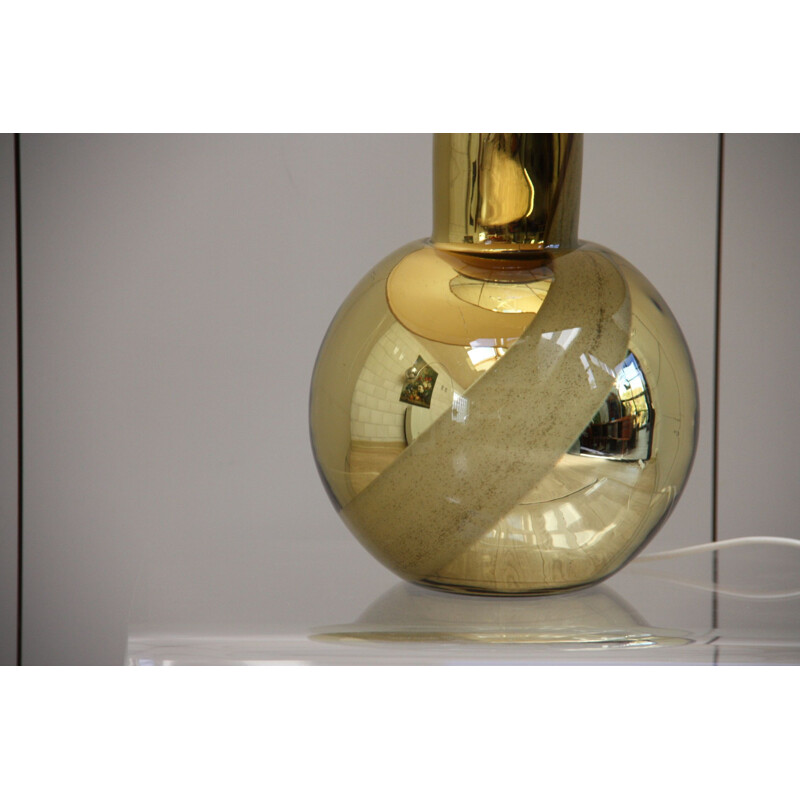 Vintage Golden glass table lamp by Orrefors, Sweden 1970s