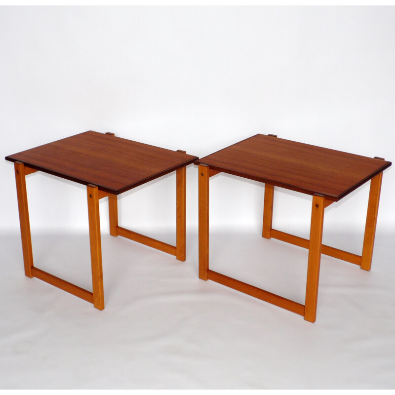 Pair of vintage bedside tables in teak 1960