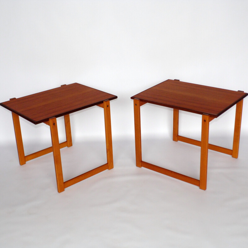 Pair of vintage bedside tables in teak 1960