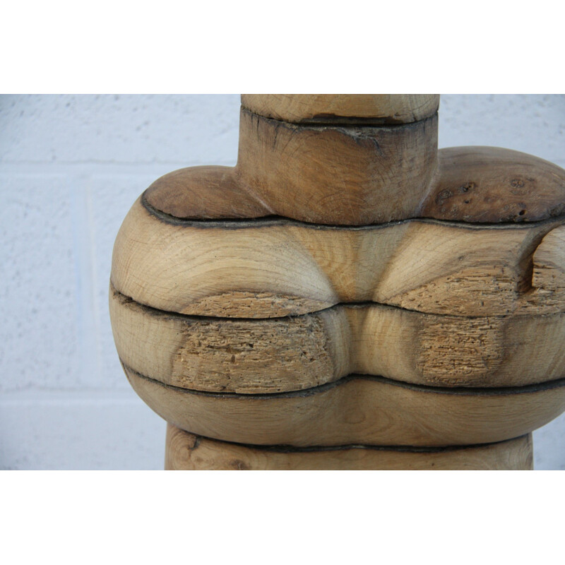 vintage Sculpture in old oak - ’Bodybuilder’ - Claudio Di Placido - France - 1990’s
