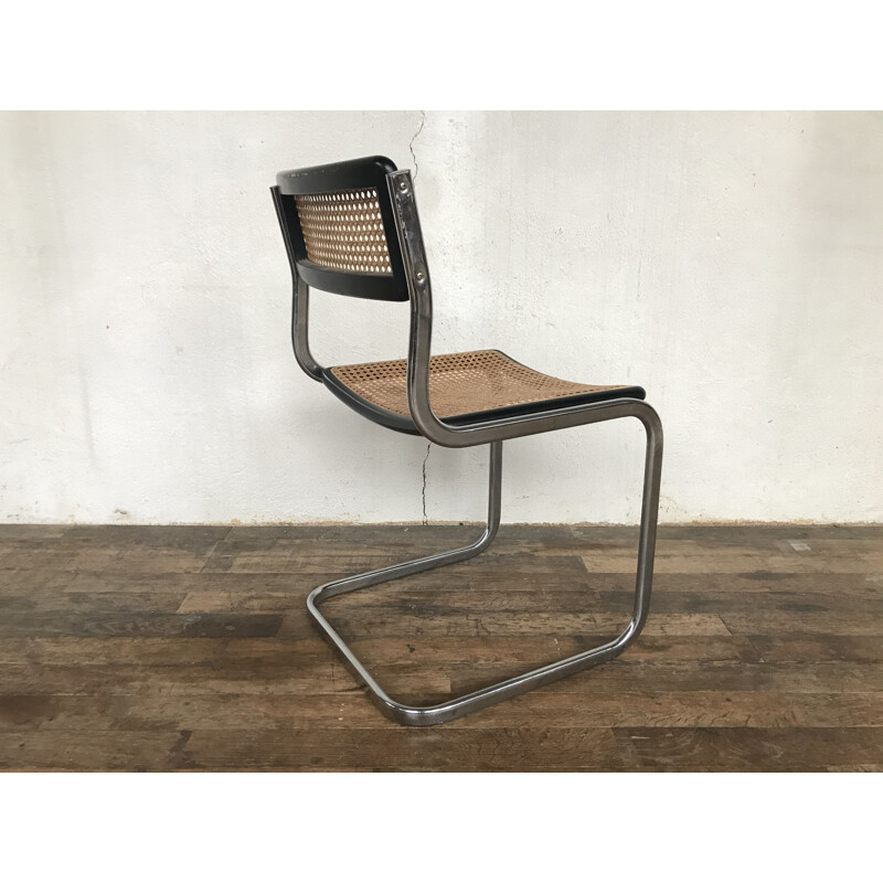 Vintage black chair and chrome 1970 