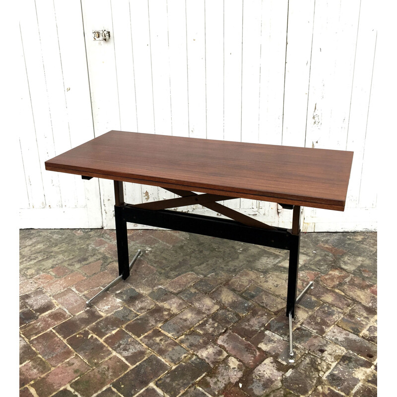 Vintage rosewood and metal coffee table 1970