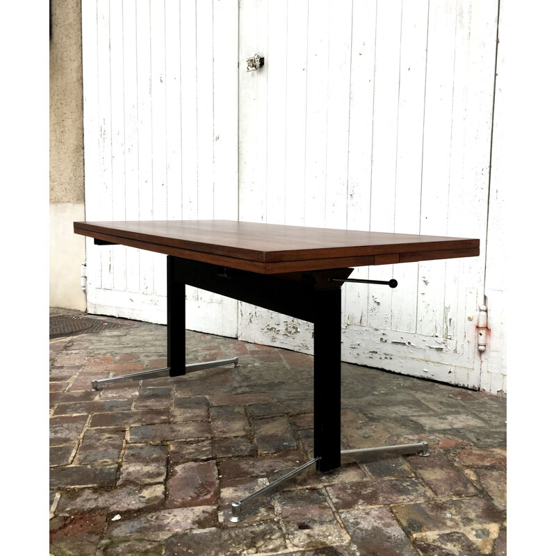 Vintage rosewood and metal coffee table 1970