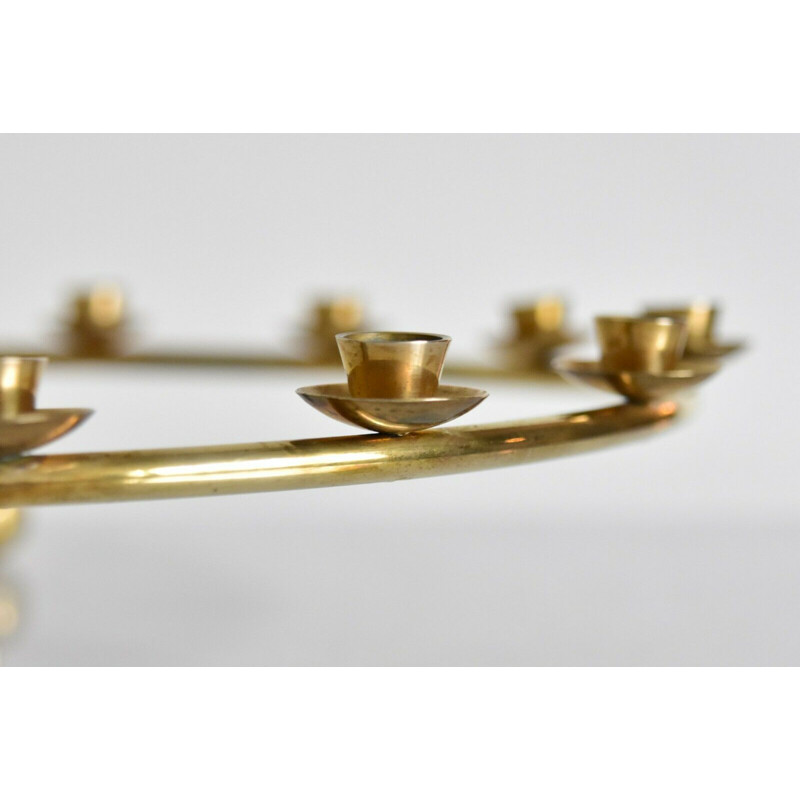 Vintage Large Christmas Brass Candelabra for 24 Candles, Denmark 1960