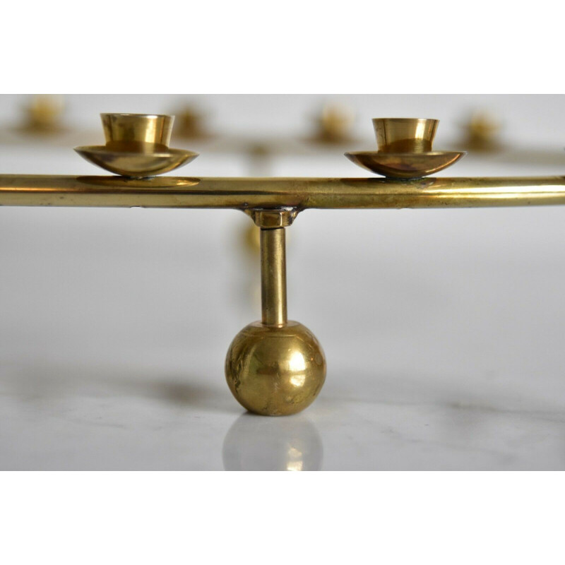 Vintage Large Christmas Brass Candelabra for 24 Candles, Denmark 1960