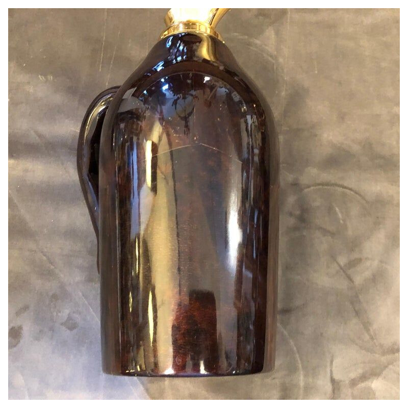 Vintage Brown Goatskin and Brass Thermos Carafe, 1960