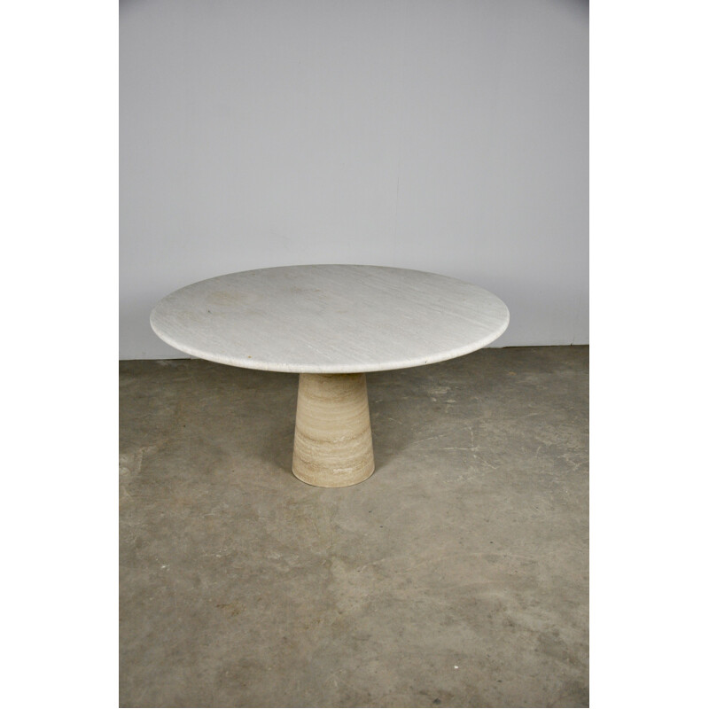 Vintage round table in travertine, 1960