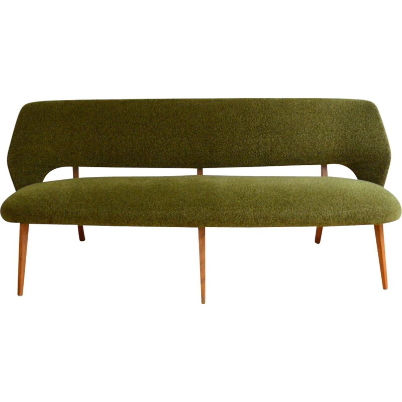 Vintage green wool sofa, 1950-60s