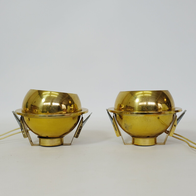 Pair of vintage gold spots Italy 1970