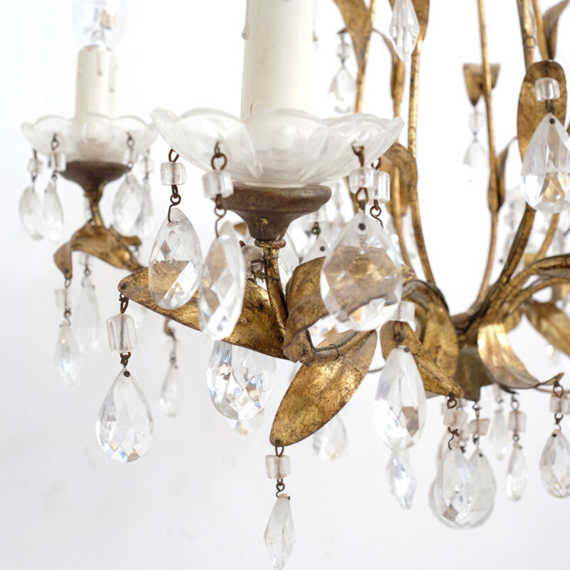 Vintage Italian chandelier 5 arms of light 1930