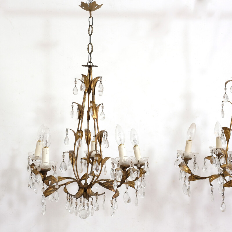 Vintage Italian chandelier 5 arms of light 1930