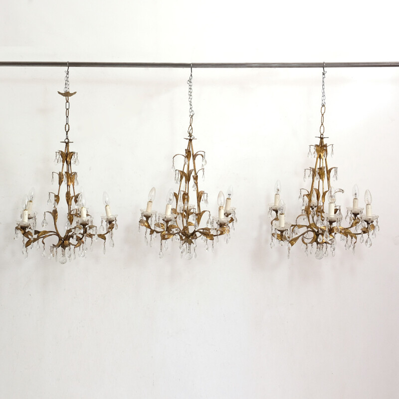 Vintage Italian chandelier 5 arms of light 1930