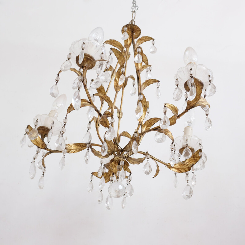 Vintage Italian chandelier 5 arms of light 1930