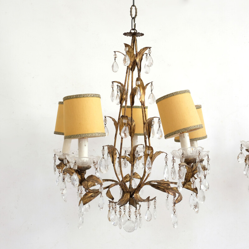 Vintage Italian chandelier 5 arms of light 1930