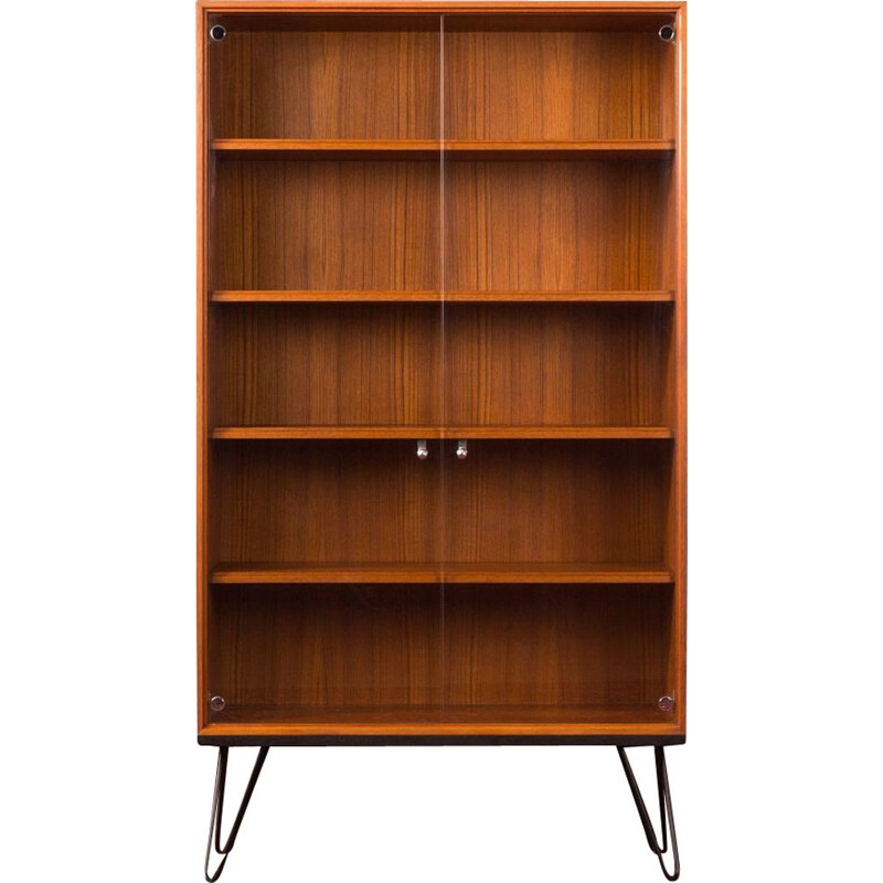 Vintage teak and glass bookcase, Germany, 1960s