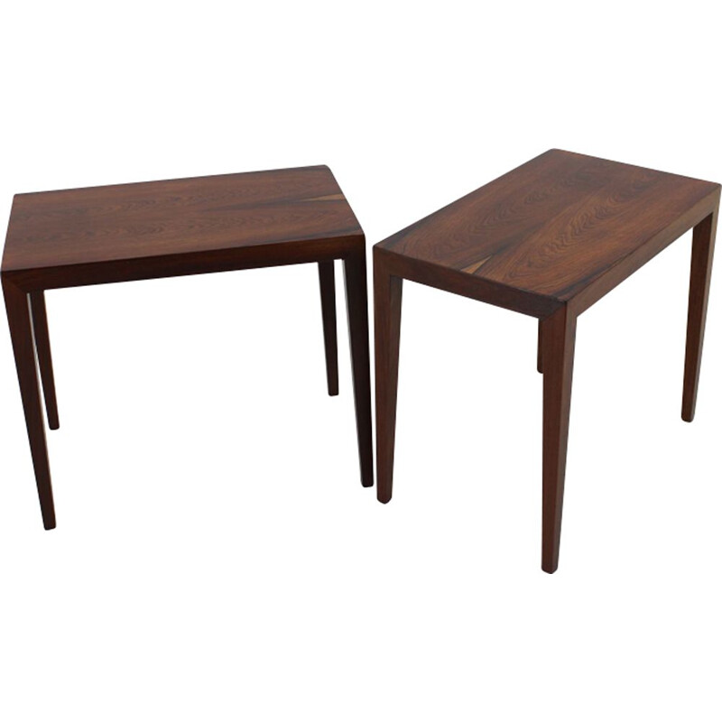 Set of 2 rosewood vintage side tables by Haslev, 1960s