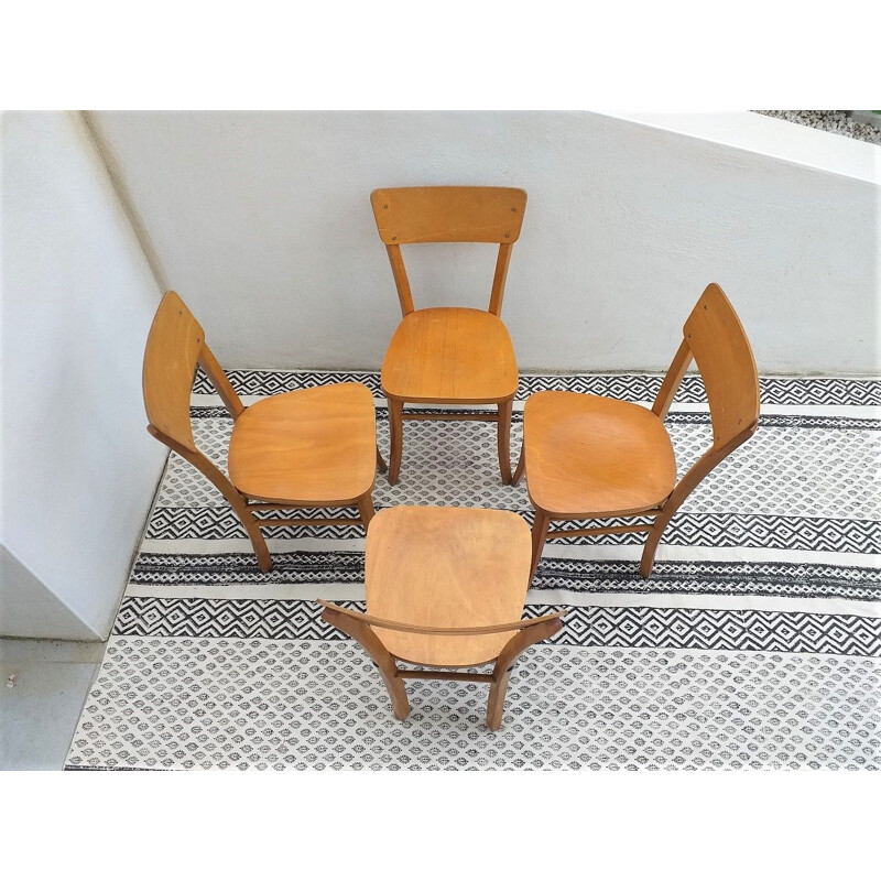 Lot de 4 chaises bistrot vintage 1950