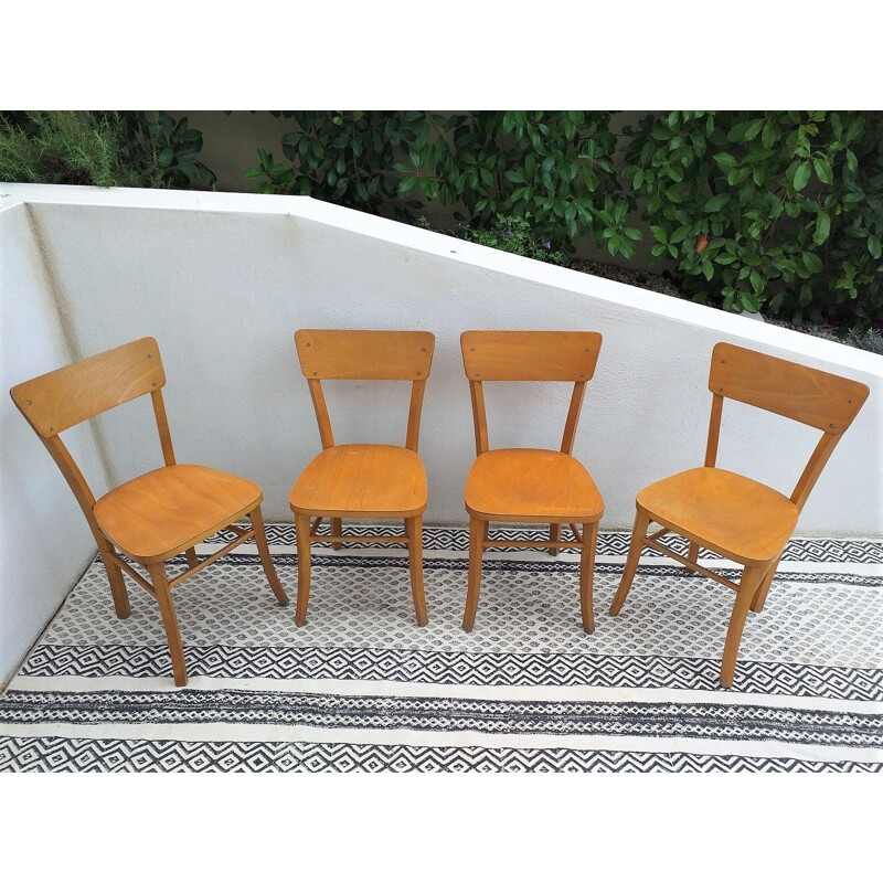 Set of 4 vintage chairs bistro 1950