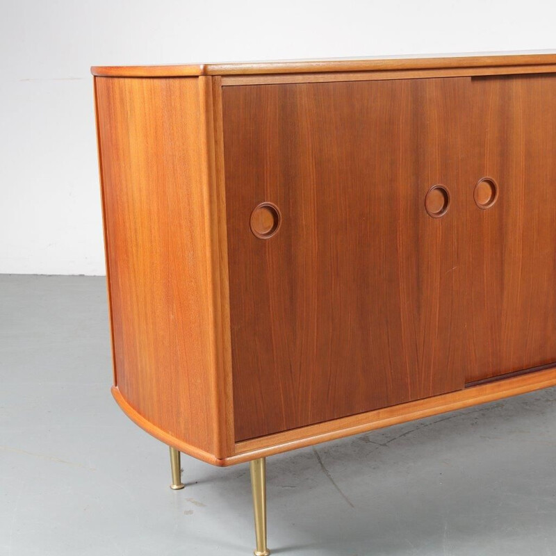 Vintage walnut wooden sideboard designed by William Watting, manufactured by Fristho Netherlands 1950