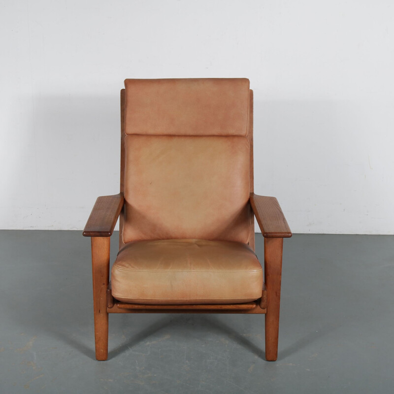 Chaise longue en chêne vintage conçue par Hans J. Wegner, fabriquée par Getama 1950