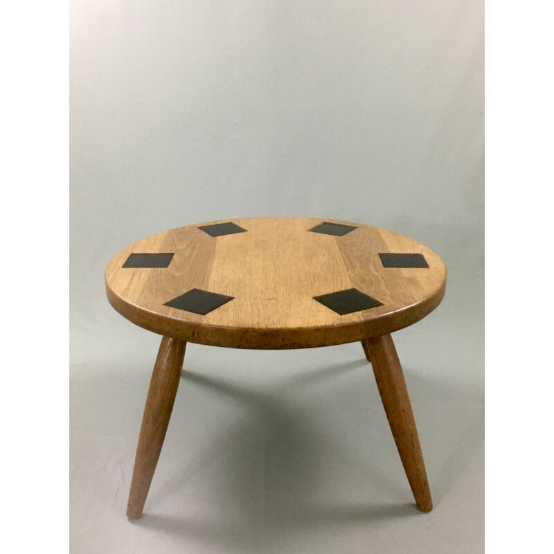 Vintage coffee table oak and ceramic 1950