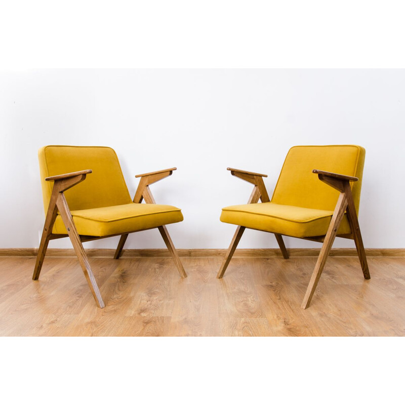 Pair of Type 300-177 "Bunny" yellow armchairs 1970