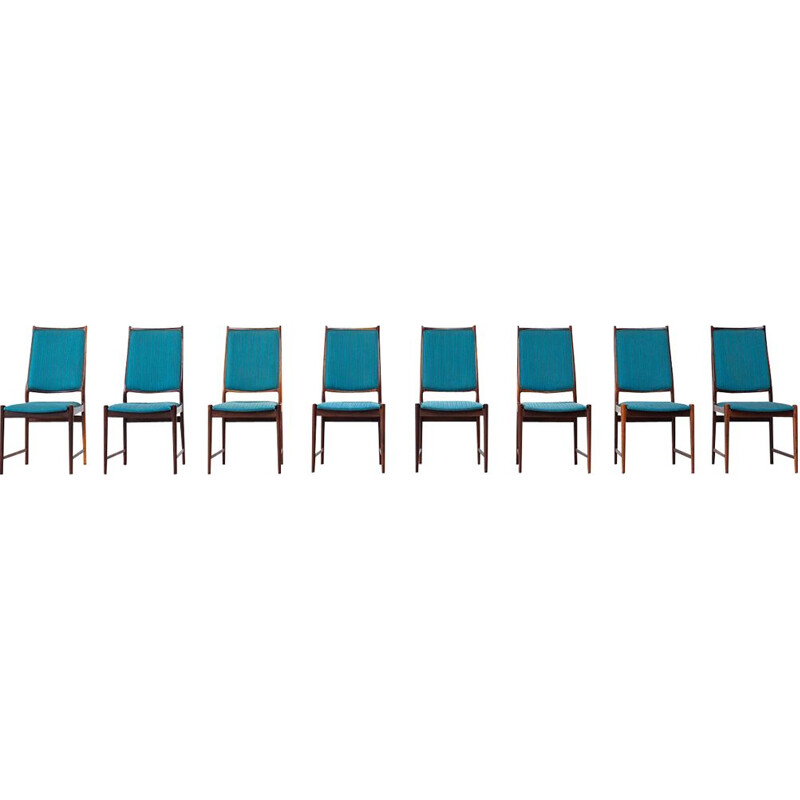Conjunto de 8 cadeiras de jantar vintage rosewood por Torbjorn Afdal, 1960
