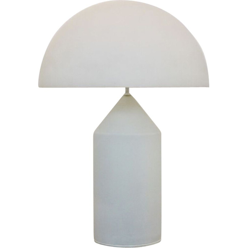 Large Atollo vintage table lamp in white glass by Vico Magistretti for Oluce, Italy, 1960s