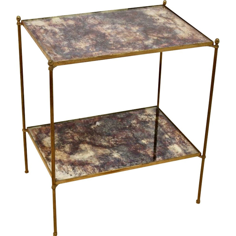 Bronze and brass vintage side table by Maison Charles, 1970s