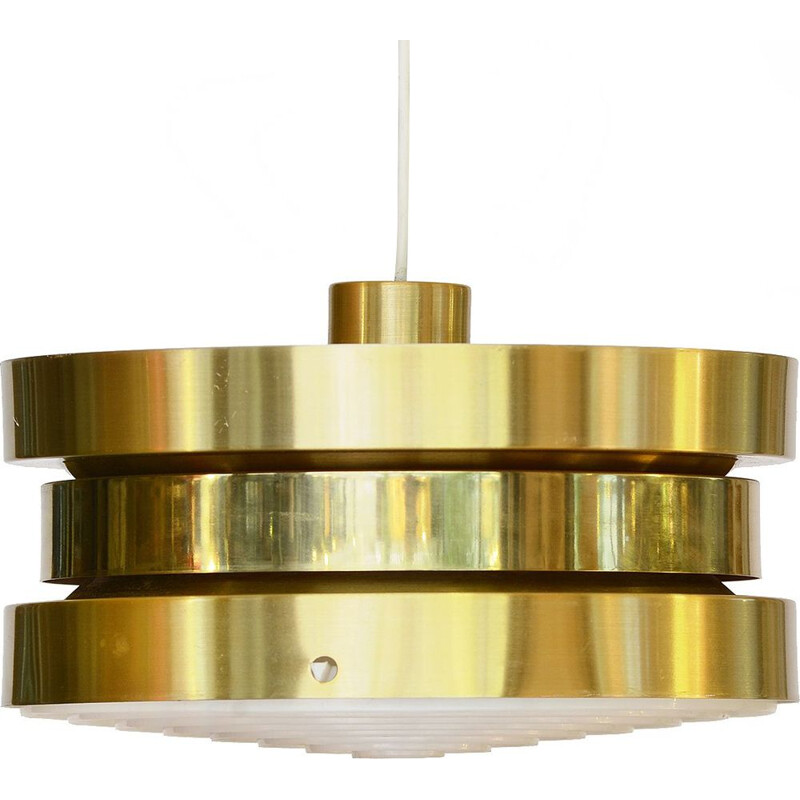 Golden vintage pendant light in aluminium by Carl Thore for Granhaga Metall, Sweden, 1970