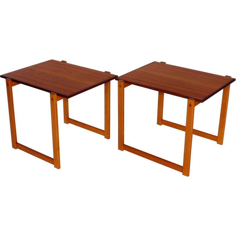 Paire de tables de chevet vintage en teck 1960