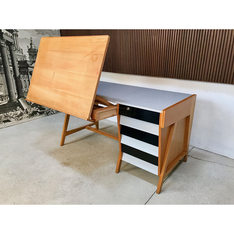 Vintage desk with Fold-Out German architect's 1950