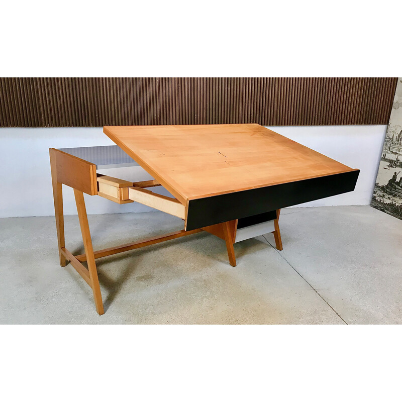 Vintage desk with Fold-Out German architect's 1950