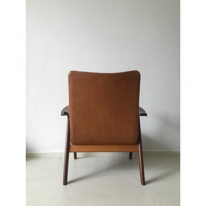 Wébé teak and leatherette armchair, Louis VAN TEEFFELEN - 1960s