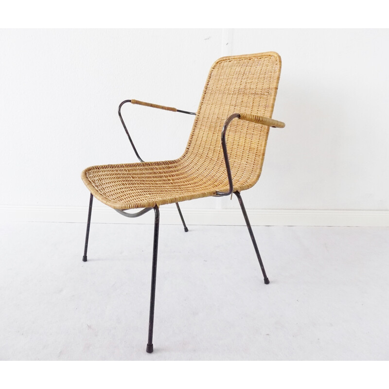 Ensemble de 2 chaises vintage en osier par Gian Franco Legler, 1950