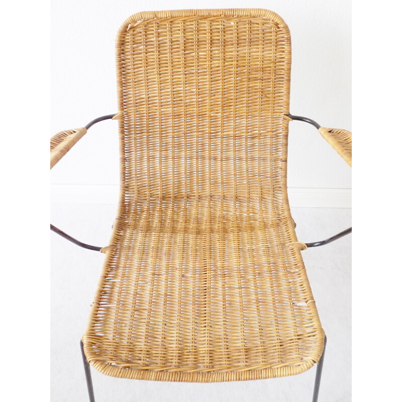 Set of 2 vintage basket wicker chairs by Gian Franco Legler, 1950s