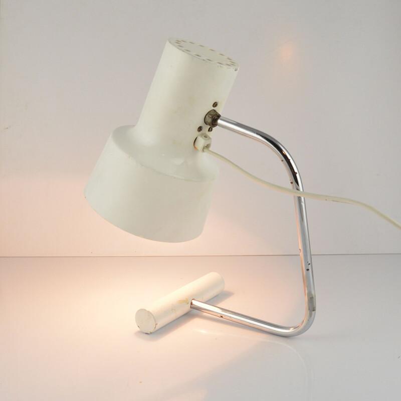 Vintage white desk lamp by J. Hurka for Napako, Czechoslovakia, 1960s