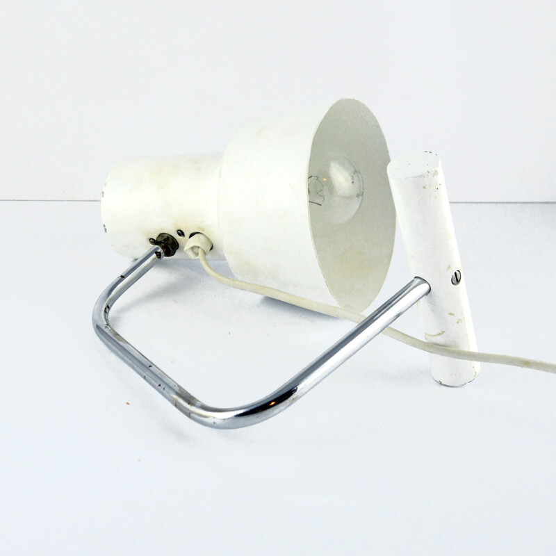 Vintage white desk lamp by J. Hurka for Napako, Czechoslovakia, 1960s