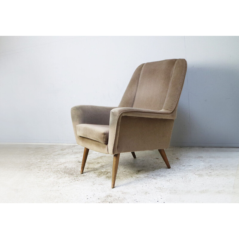 Vintage velvet armchair, Denmark, 1960s