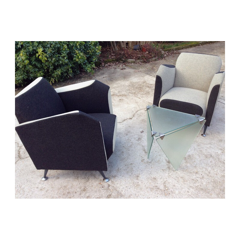 Pair of Moroso fabric and steel armchairs, Javier MARISCAL - 1995