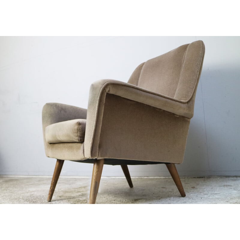 Vintage velvet armchair, Denmark, 1960s