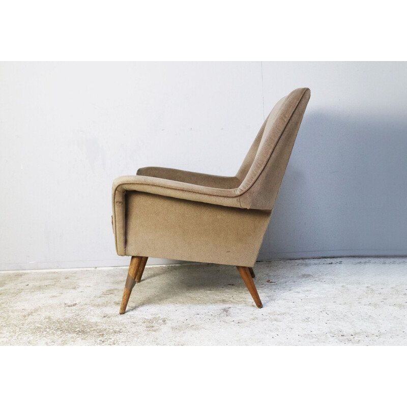 Fauteuil vintage en velours, Danemark, 1960