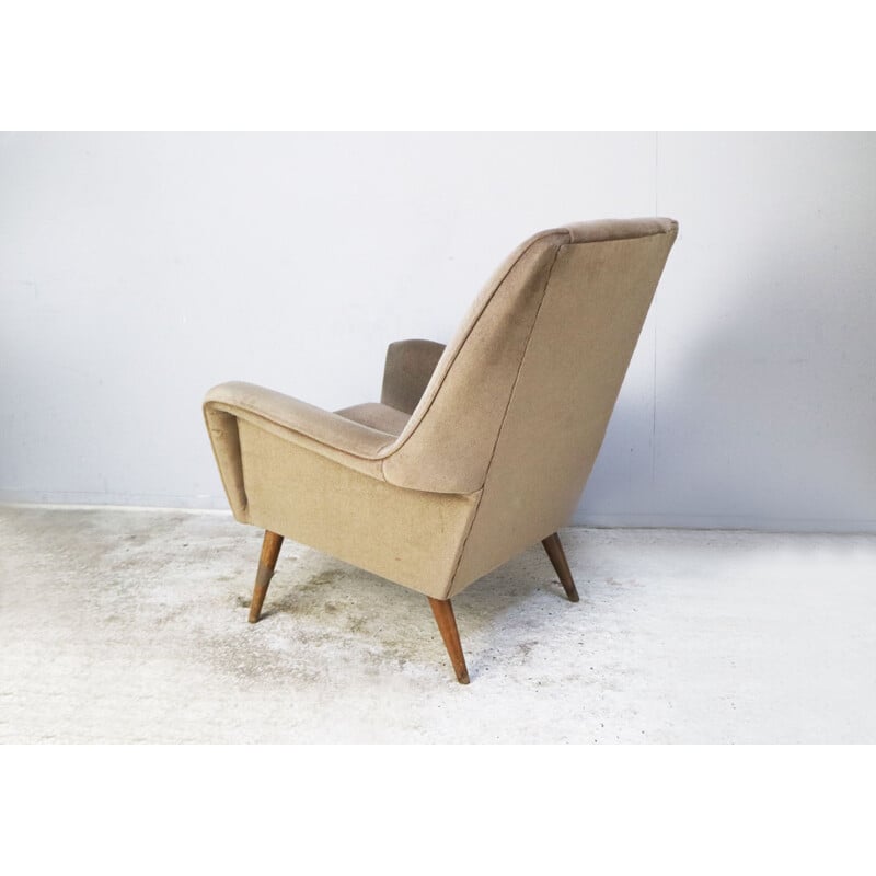 Vintage velvet armchair, Denmark, 1960s