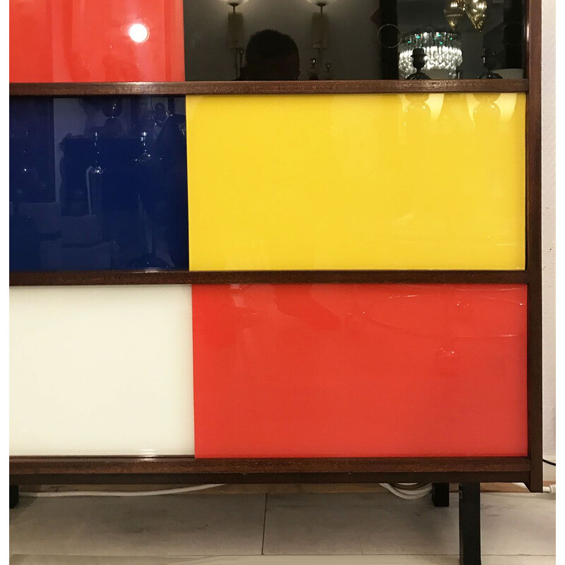Set of 2 multi-coloured vintage chest of drawers, 1950s