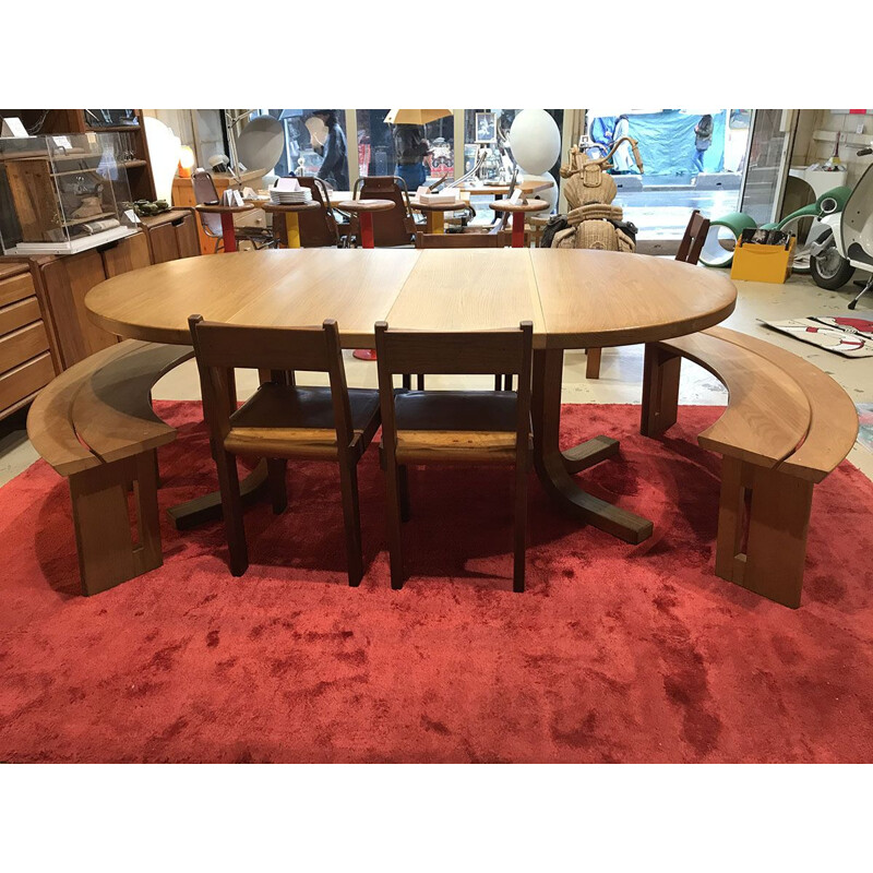 Vintage T40 dining table by Pierre Chapo, 1974s