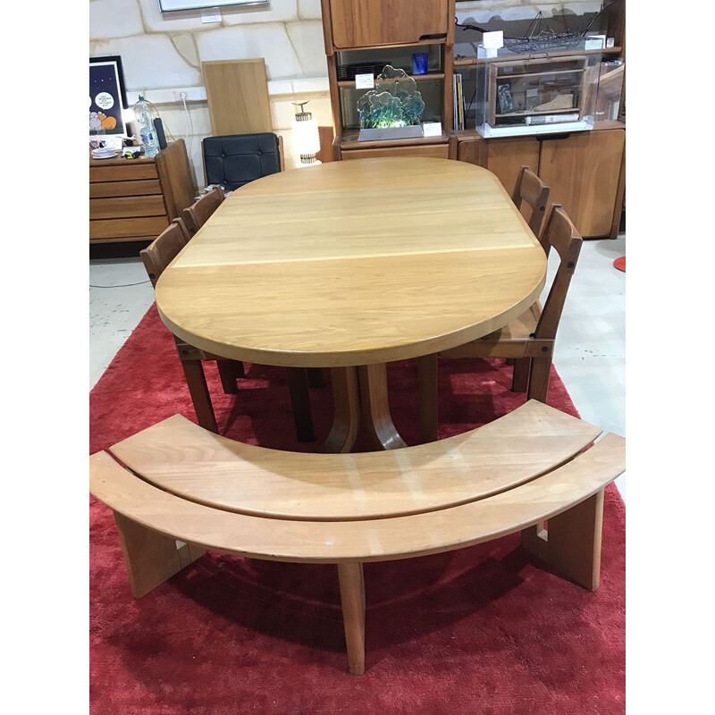 Vintage T40 dining table by Pierre Chapo, 1974s