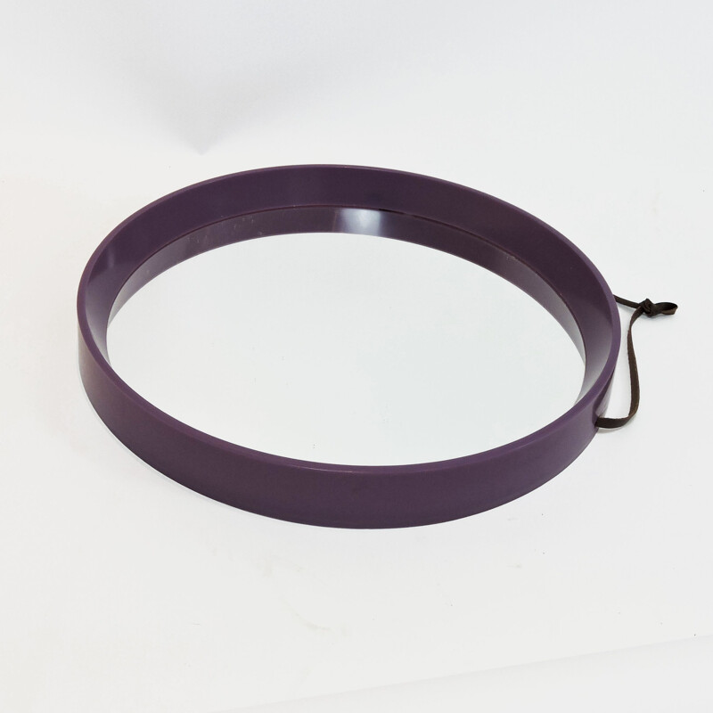 Vintage circular purple mirror, Denmark, 1960s