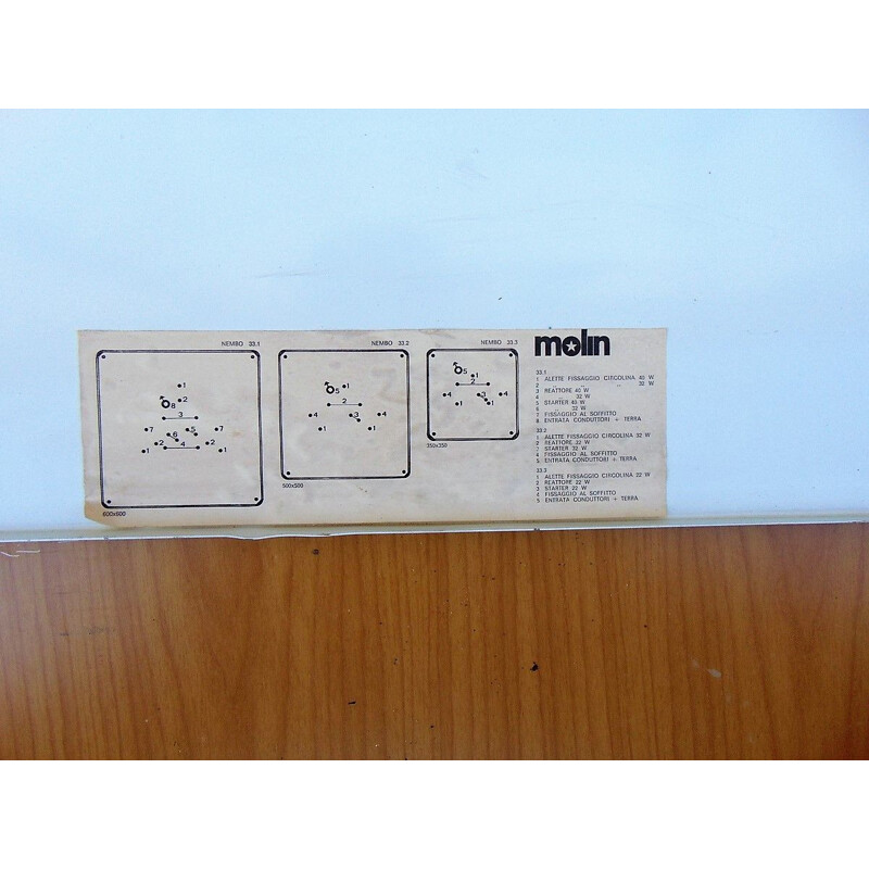 Aplique vintage de plexiglás "Nembo" de Molin, 1970