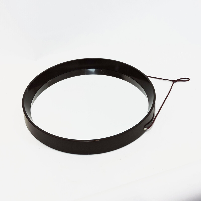 Miroir vintage circulaire marron, Danemark, 1960